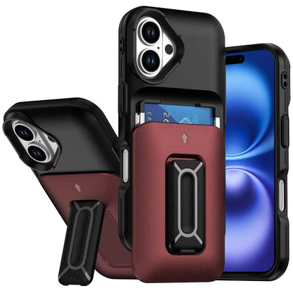 For Apple iPhone 17 Wallet Case with 2- Credit Card Holder, Wrist Strap & Kickstand Hybrid Shockproof TPU Case Cover