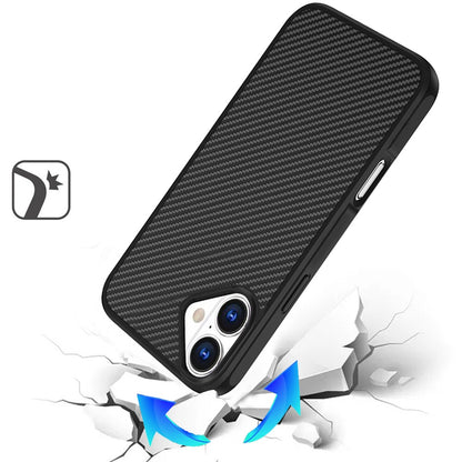 For Apple iPhone 14 Pro Max Carbon Fiber Design with Magnetic HQ 2.0mm Thick Hybrid Shockproof Rubber Hard PC Case Cover Black