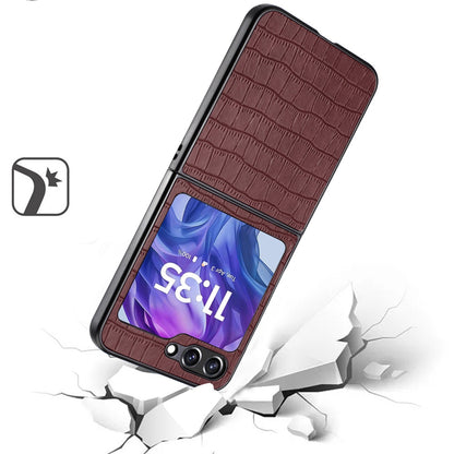 For Motorola Razr 2024 Premium PU Vegan Leather Hard Snap-On Slim Protective Shell Cover, Elegant Finish Case Cover Brwn