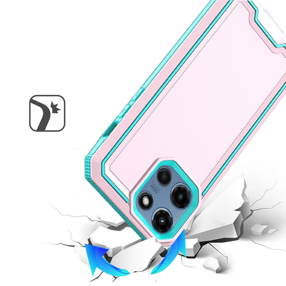 For Motorola Moto G 5G /Moto G 2025 Tough Modern Fused Hybrid Armor Hard PC TPU Rubber Shockproof Drop Protection Impact Case Cover Pink Teal
