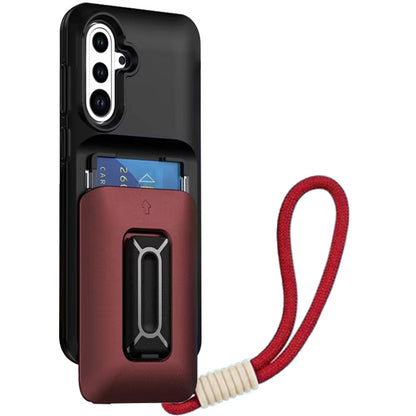 For Samsung Galaxy S26 Wallet Case with 2- Credit Card Holder, Wrist Strap & Kickstand Hybrid Shockproof TPU Case Cover