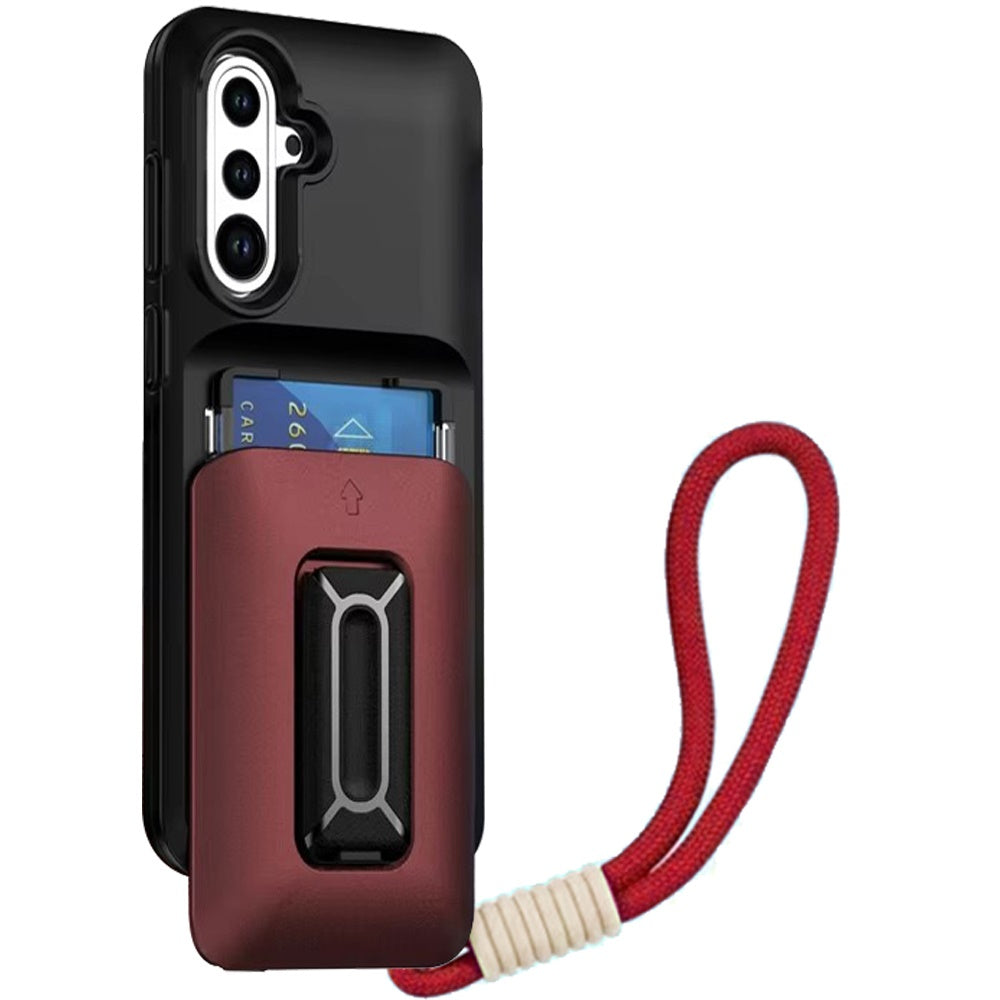 For Samsung Galaxy S26 Wallet Case with 2- Credit Card Holder, Wrist Strap & Kickstand Hybrid Shockproof TPU Case Cover