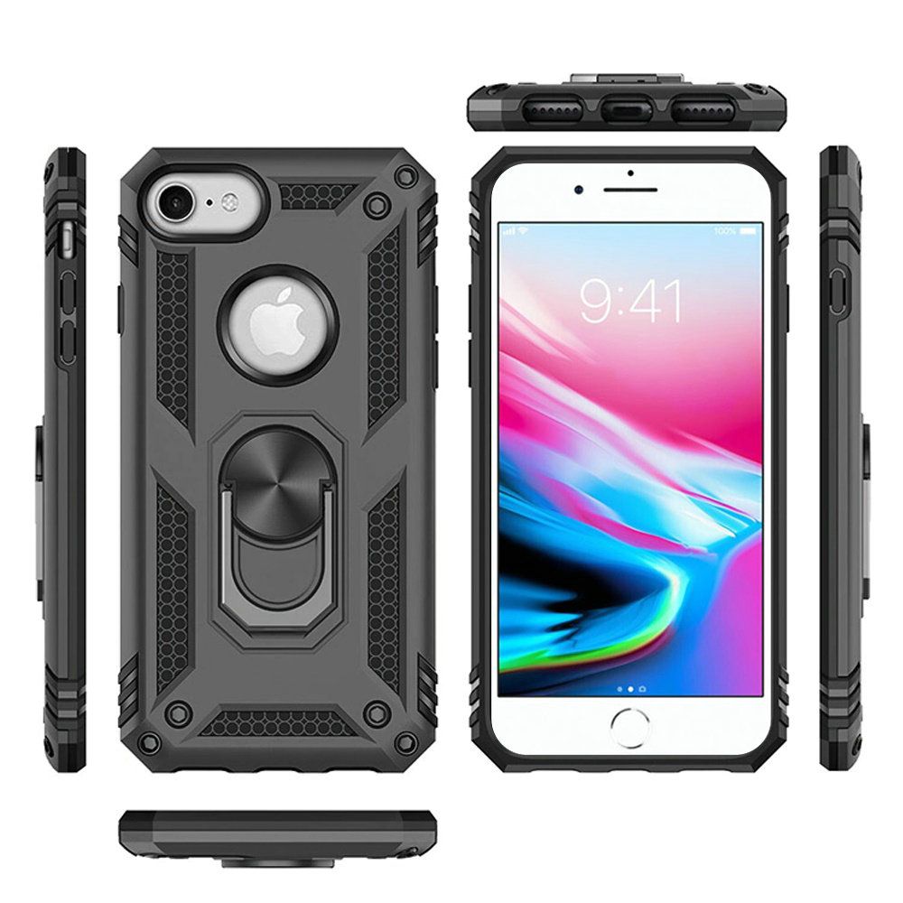 For Apple iPhone SE 3 (2022) SE/8/7 Hybrid Shockproof Durable 360 Degree Rotatable Ring Stand Holder Kickstand Fit Magnetic Car Mount Case Cover