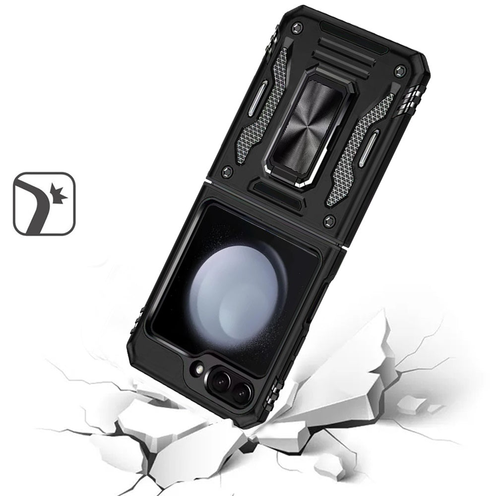 For Samsung Galaxy Z Fold 7 Tough Hybrid Case with Movable Camera Window & Metal Ring Stand Shockproof Case Cover