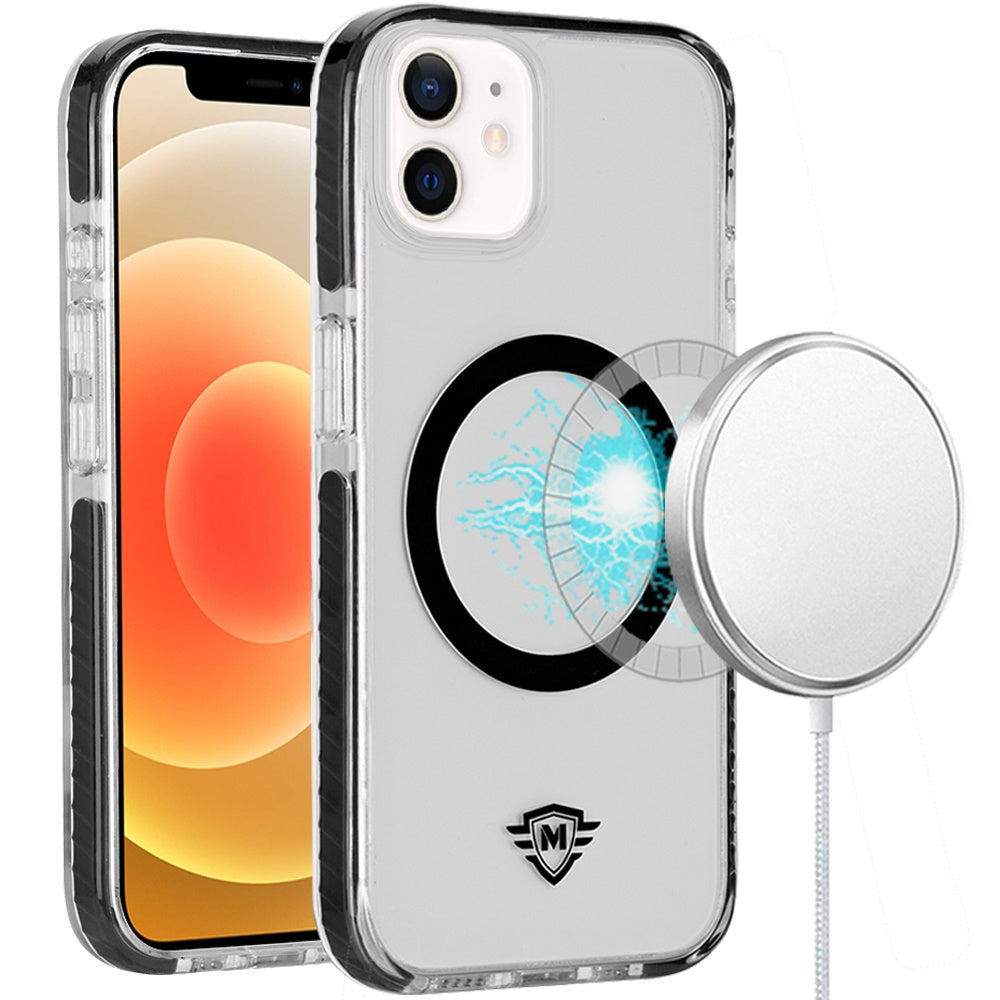 For Apple iPhone 16 Pro (6.3") Premium Hybrid Clear TPU Circle Magnetic [Compatible with MagSafe] Shockproof Color Frame Bumper Case Cover