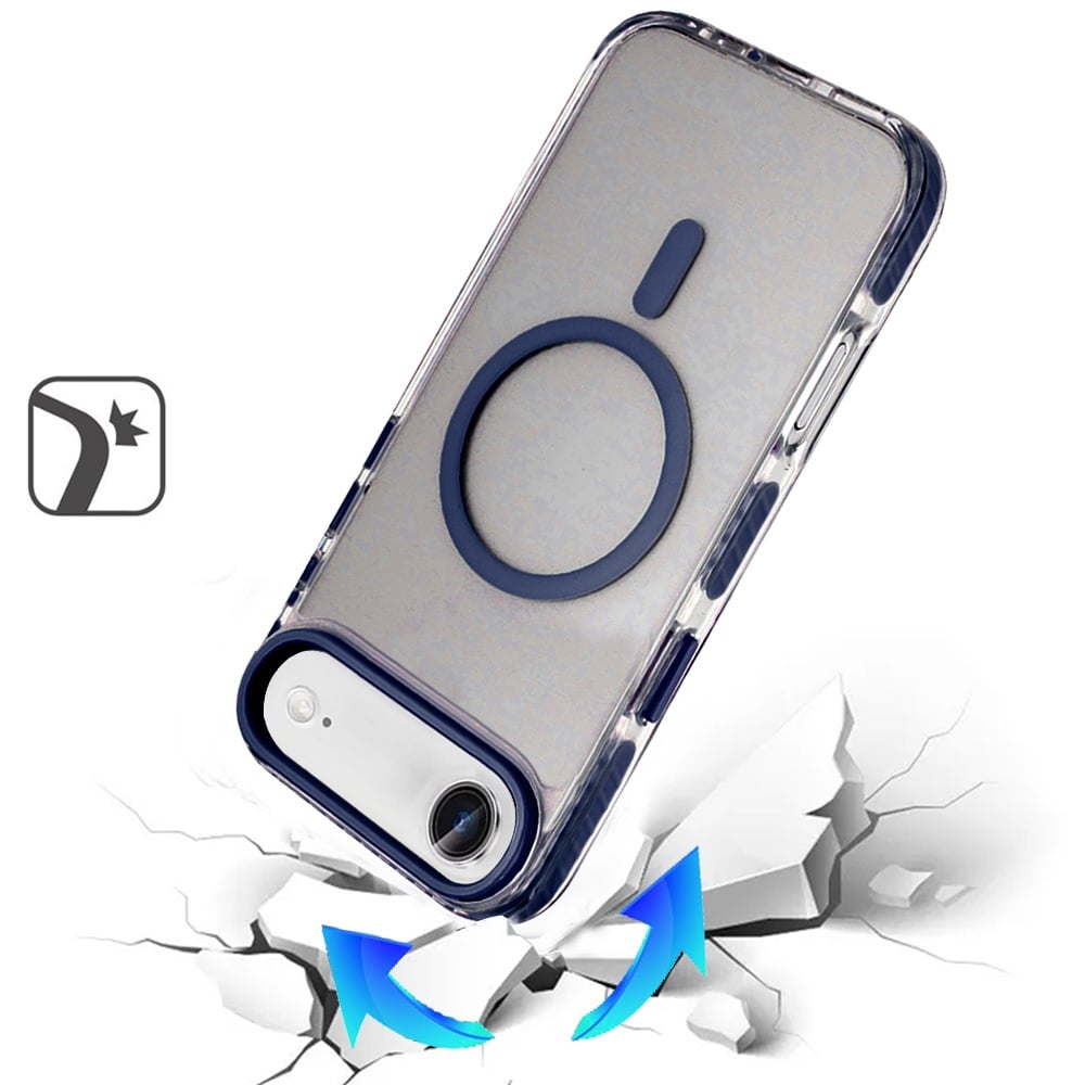 For Apple iPhone 17 Air (6.6") Transparent Hybrid with Color-Matched Magnetic Circle, Rubber TPU Frame Hard PC Shockproof Case Cover
