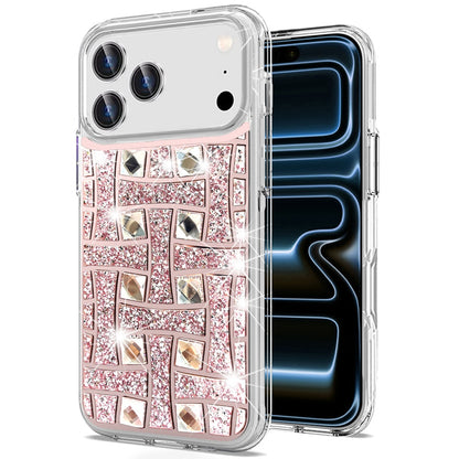 For Apple iPhone 17 Pro Max Sparkly 3D Design Diamond Shockproof Protective Bling Glitter Rhinestone Hybrid Skin PC & TPU Case Cover