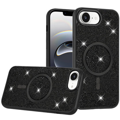 For Apple iPhone 17E /16E Sparkly Diamond Bling Case Rhinestone Skin Hybrid with Magnetic Circle, MagSafe Compatible Case Cover Black