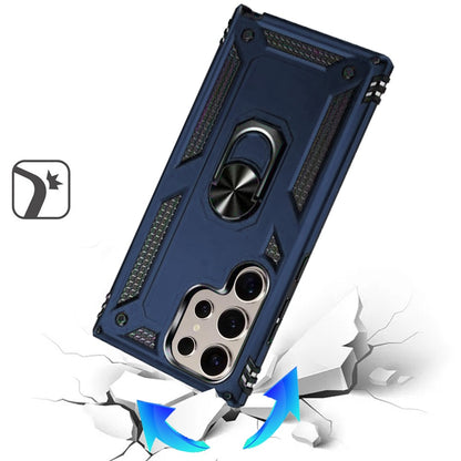 For Samsung Galaxy S25 Ultra Hybrid Shockproof Durable 360 Degree Rotatable Ring Stand Holder Kickstand Fit Magnetic Car Mount Case Cover