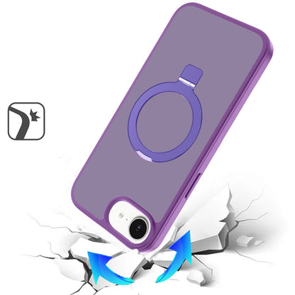 For Apple iPhone 17E /16E Magnetic Circle Back with Ring Stand Full Rotation Matte Hybrid Shockproof Case Cover