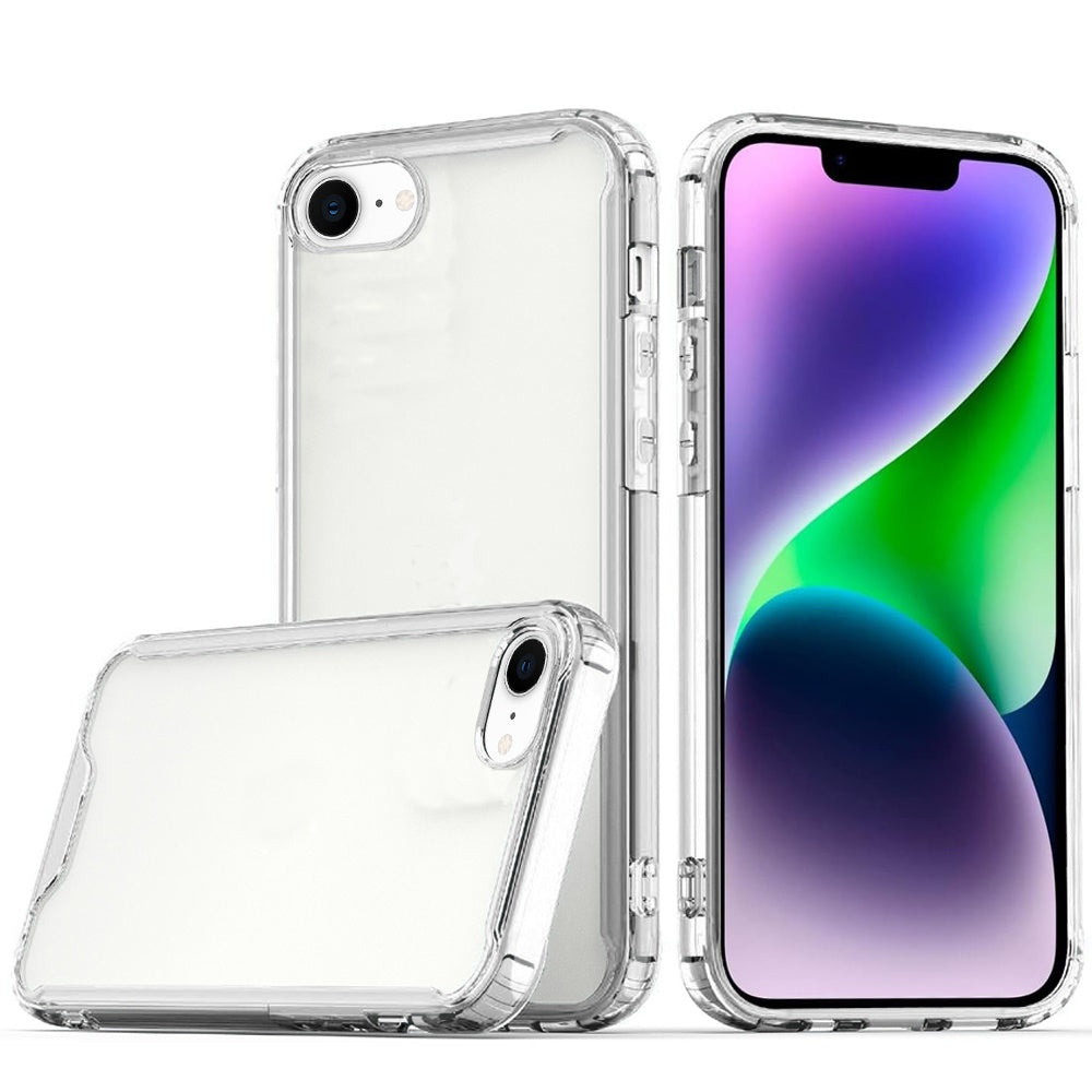 For Apple iPhone 17E /16E Clear Colored Shockproof Transparent Hard PC + Rubber TPU Hybrid Bumper Shell Slim Protective Case Cover Clear