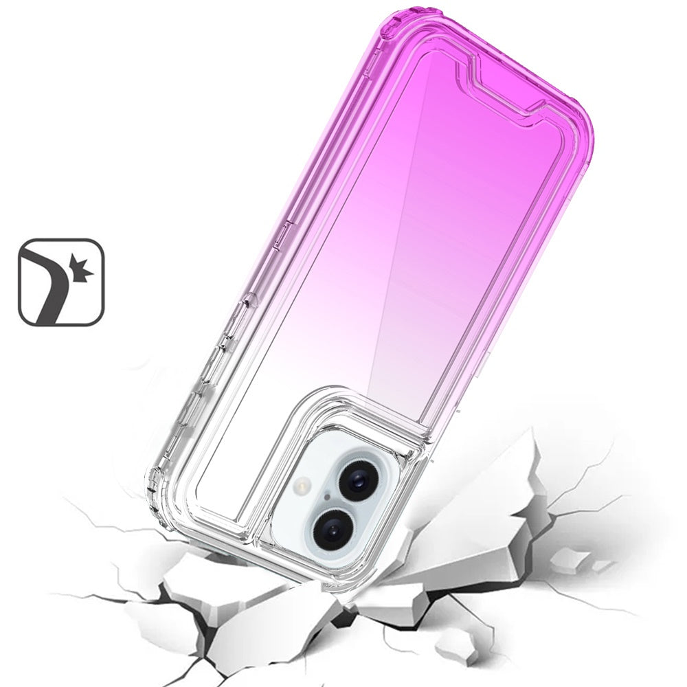 For Apple iPhone 16 (6.1") Hybrid 3in1 Clear Two Color Tone Transparent Shockproof Rubber TPU + Hard Protective Frame Case Cover