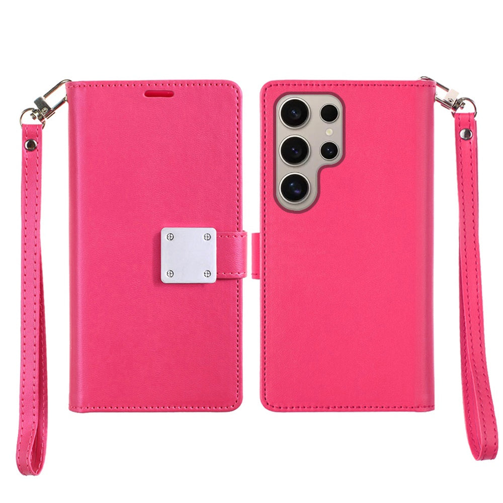 For Samsung Galaxy S25 Ultra Wallet Cases PU Leather with Credit Card /ID /Cash Holder Slot Dual Flip Book Pouch, Stand and Strap Case Cover