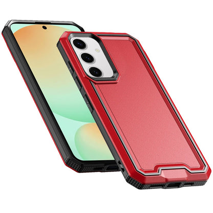 For Samsung Galaxy S24 FE Tough Modern Fused Hybrid Armor Hard PC TPU Rubber Shockproof Drop Protection Impact Case Cover Red