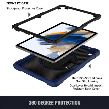 For 3-in-1 Tough Hybrid Shockproof Protector Silicone TPU with Pencil Holder, Kickstand, Hand & Shoulder Strap Blue Tablet Case Cover
