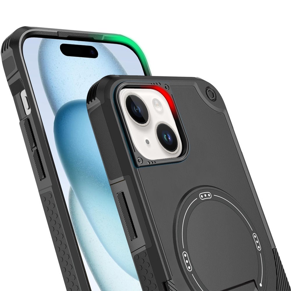 For iPhone 15 Plus (6.7") Magnetic Invisible Kickstand Holder with Magsafe, Slim Fit Shockproof Hybrid Military Grade Heavy Duty Case Cover