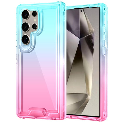 For Samsung Galaxy S25 Ultra Hybrid 3-in-1 Clear Case - Two-Tone Transparent Shockproof TPU + Hard Protective Frame Case Cover