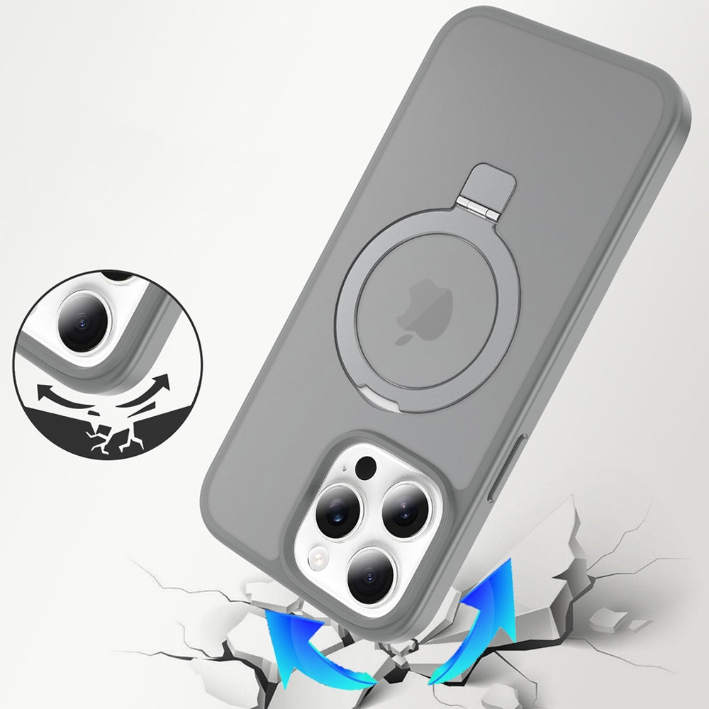 For Apple iPhone 13 Pro Magnetic Circle Back with Ring Stand Full Rotation Matte Hybrid Shockproof Case Cover