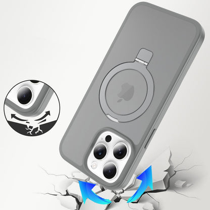 For Apple iPhone 13 Pro Magnetic Circle Back with Ring Stand Full Rotation Matte Hybrid Shockproof Case Cover