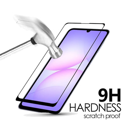 For Samsung Galaxy A07 Tempered Glass Screen Protector, Black Edge HD Clear, Scratch Resistant, Anti-Fingerprint, Easy Install, 9H Hardness Protector Black