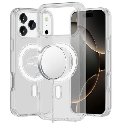 For Apple iPhone 17 Pro MagSafe Compatible Transparent Hybrid Case with Magnetic Circle, Shock Absorption TPU Rubber Case Cover Clear