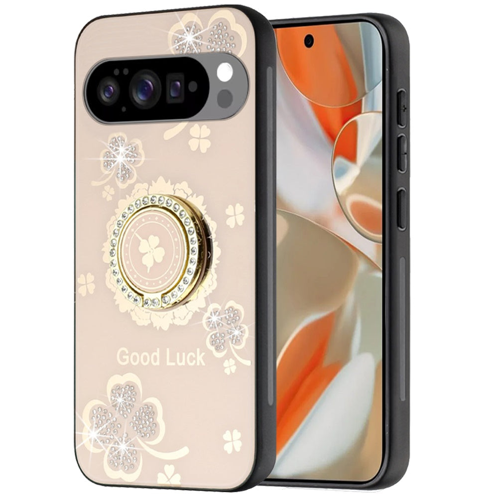 For Google Pixel 10 Pro XL Diamonds 3D Fashion Bling Sparkly Glitter Ornaments Engraving Hybrid with Ring Stand Case Cover