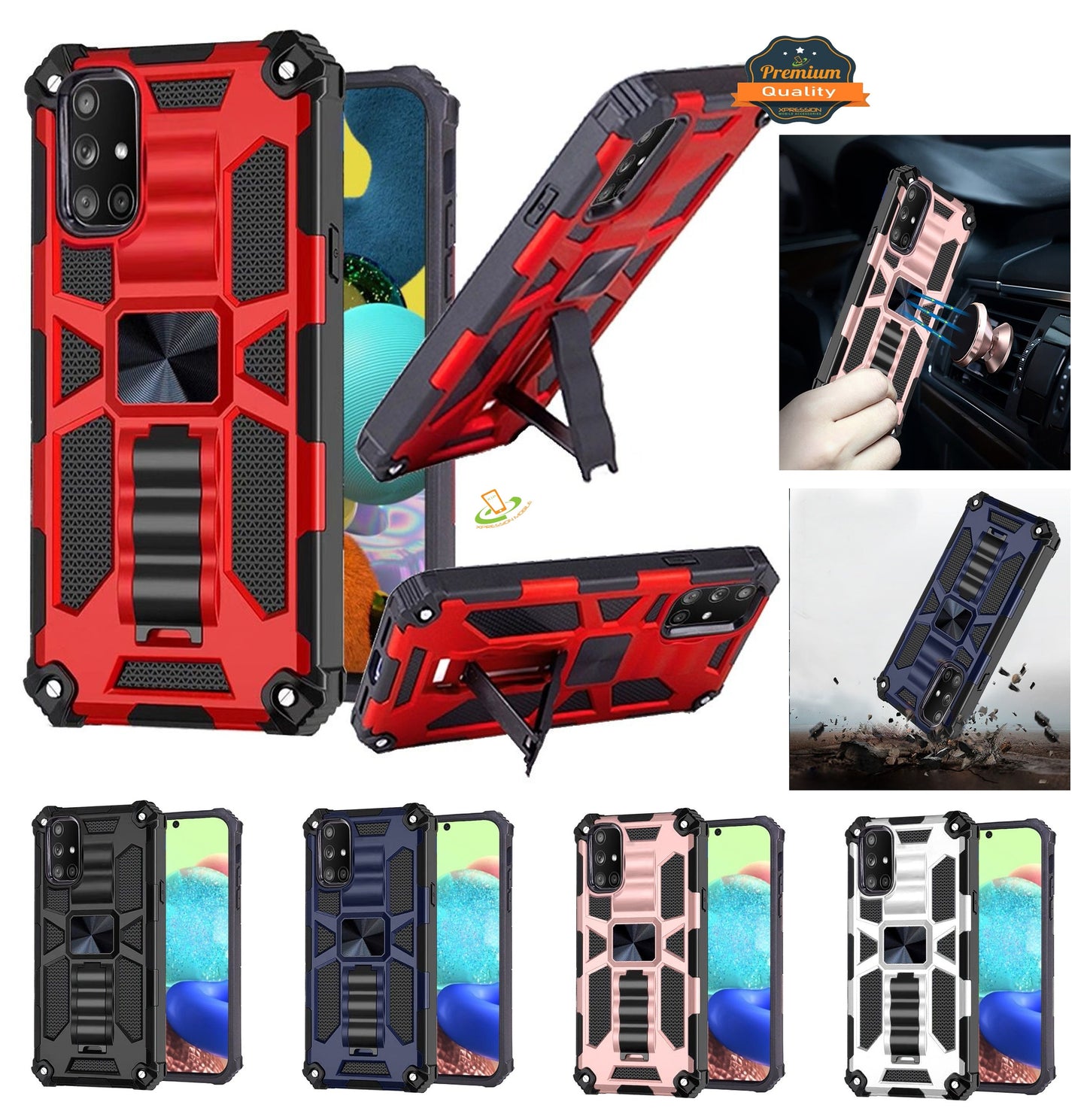 For Motorola Razr 2025 /2024 Hybrid Shockproof [Military Grade] Rugged Protective with Magnetic Car Mount & Invisible Stand Case Cover