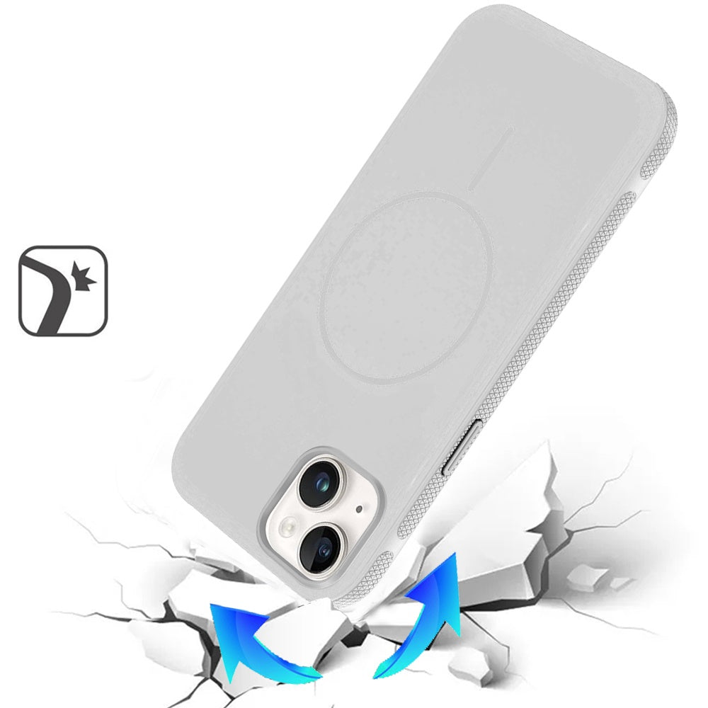 For iPhone 15 (6.1") Super Magnetic Premium Edged Core Matte Thick Hybrid Drop Protection Shockproof Design Case Cover Clear