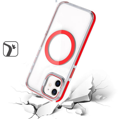For Samsung Galaxy S21 Hybrid Clear Invisible Camera Bracket Stand [With Magsafe Magnetic Circle] Shockproof Color Frame Case Cover Red