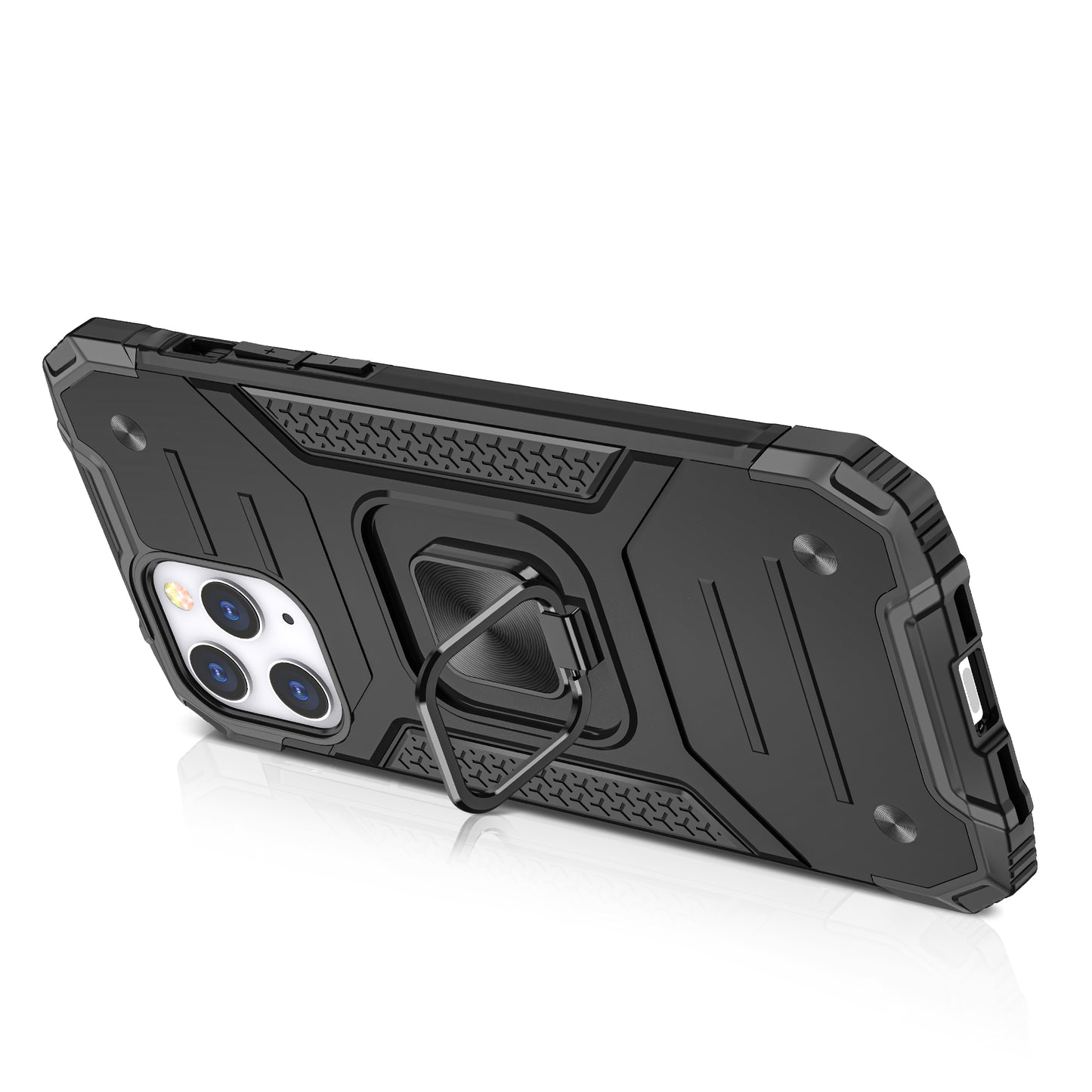 For Apple iPhone 16 (6.1") Armor Hybrid with Ring Holder Kickstand Shockproof Heavy-Duty Durable Rugged Dual Layer Case Cover