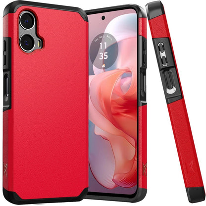 For Motorola Moto G Power 5G 2024 Fashion Graphic Design Hybrid 2in1 Tough Strong Hard PC TPU Frame, Magnet Mount Friendly, Shockproof Protection Case Cover Red