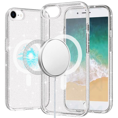 For Apple iPhone 17E /16E MagSafe Compatible Glitter Sparkle Bling Hybrid Case with Magnetic Circle, Slim TPU & Hard PC Frame Case Cover