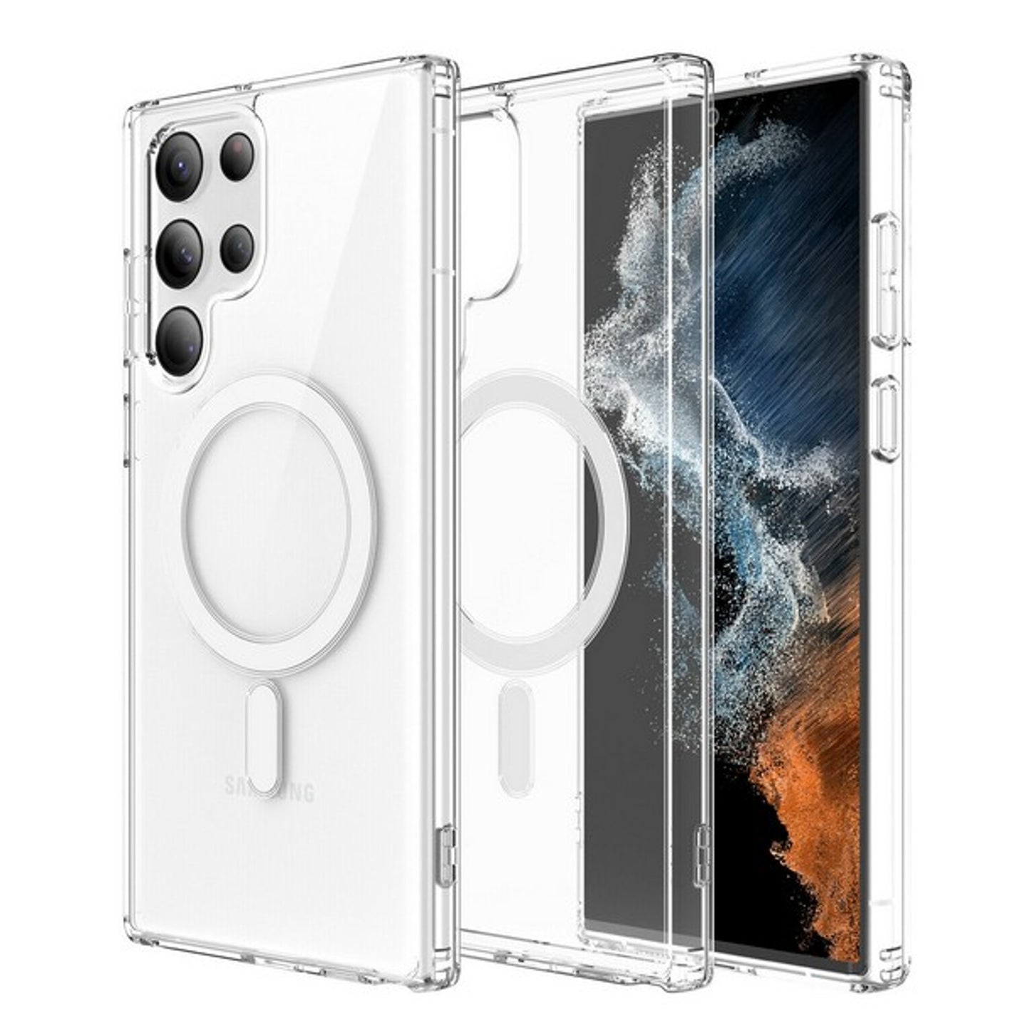 For Samsung Galaxy S25 /S24 Plus + Ultra Magnetic Clear, MagSafe Wireless Charger Compatible, Slim PC + TPU Hybrid Transparent Design Case Cover Clear