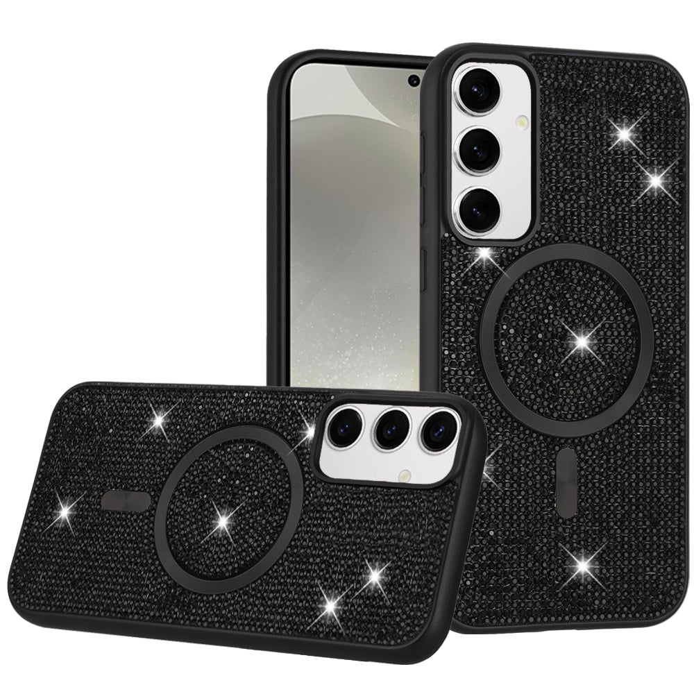 For Apple iPhone 17E /16E Sparkly Diamond Bling Case Rhinestone Skin Hybrid with Magnetic Circle, MagSafe Compatible Case Cover Black