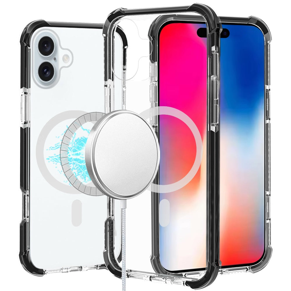 Magnetic Acrylic Case Transparent Back, Rugged Colorful Frame, Shockproof Hybrid, MagSafe Compatible