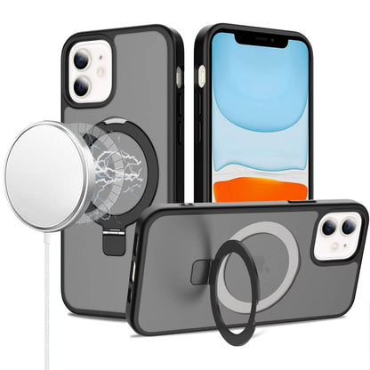 For Apple iPhone 11 Magnetic Circle Back with Ring Stand Full Rotation Matte Hybrid Shockproof Case Cover Cosmic Orange