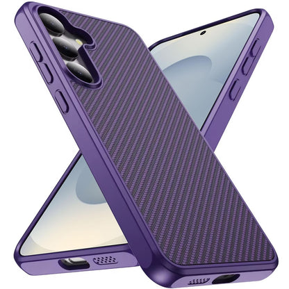 For Samsung Galaxy S26+ / S26 Plus Carbon Fiber Design with Magnetic HQ 2.0mm Thick Hybrid Shockproof Rubber Hard PC Case Cover