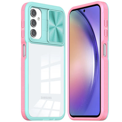 For Samsung Galaxy S24 FE /Fan Edition Hybrid Cases with Sliding Camera Cover Transparent Shockproof Bumper TPU Protective Case Cover