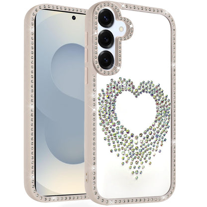 For Samsung Galaxy S25 FE, S25 Fan Edition Angel Hearts Glitter Shimmer Diamond Edge Hybrid Drop Protection Shockproof Design Case Cover