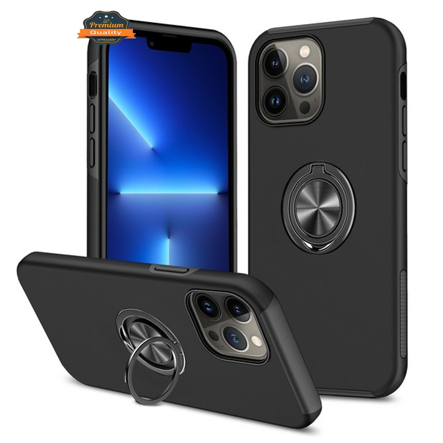 For Motorola Moto G 5G 2025 Military Grade Hybrid Case with Flat Metal Ring 360° Rotation Kickstand, Slim Fit Back Hard PC Case Cover