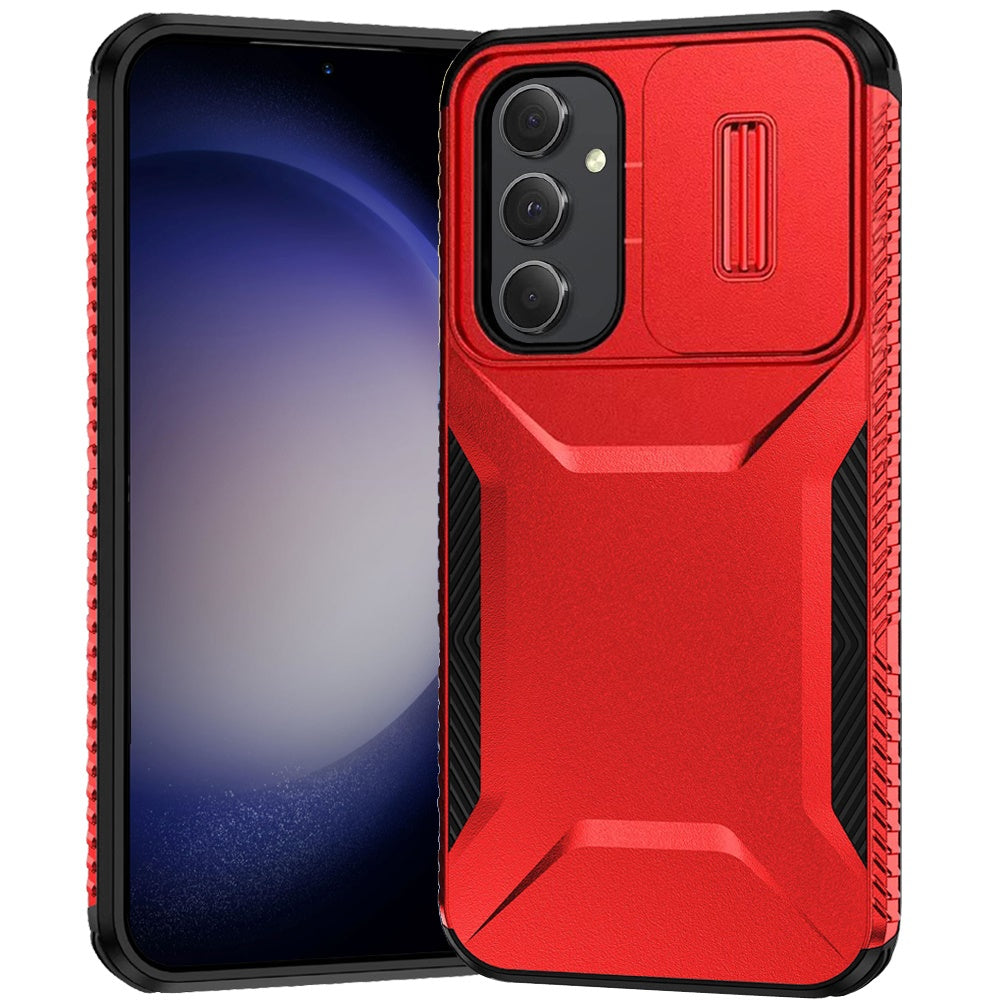 For Samsung Galaxy S24 FE /Fan Edition Shockproof Hybrid with Slide Camera Window Covering, Rugged Tpu Silicone Hard PC Bumper Case Cover