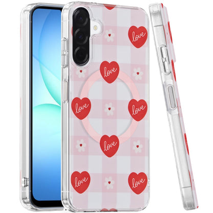 Phone Case for Samsung Galaxy A17 5G Shockproof Dual Layer TPU IMD Print Rugged Anti-Slip Grip Drop Protection Scratch Resistant Slim Fit Glossy Floral Heart Aesthetic Cover