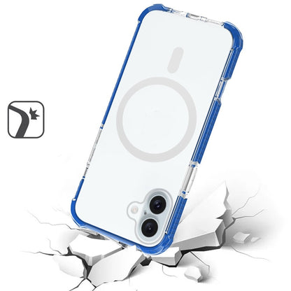 For iPhone 16 (6.1") Magnetic Acrylic Case Transparent Back, Rugged Colorful Frame, Shockproof Hybrid, MagSafe Compatible Case Cover Red