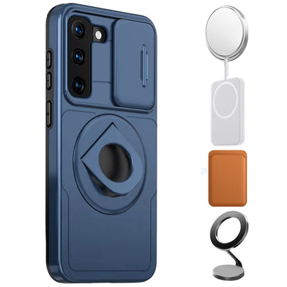 For Samsung Galaxy S22 Full Coverage with Camera Window, Magnetic Circle, Rotatable Ring Stand, MagSafe Compatible, Shockproof Hybrid Protectiv Case Cover