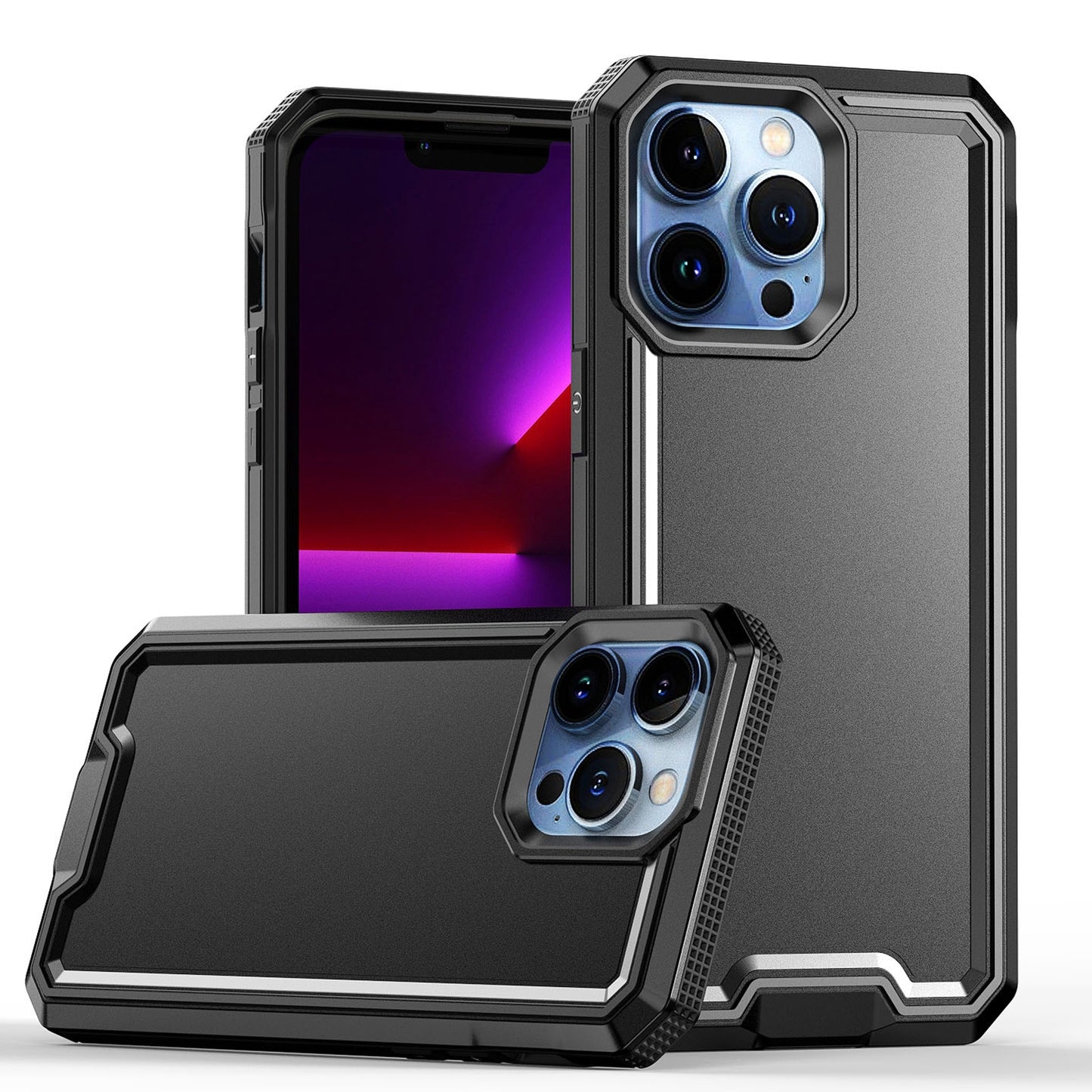 For Samsung Galaxy A52 5G Tough Modern Fused Hybrid Armor Hard PC TPU Rubber Shockproof Drop Protection Impact Case Cover Black