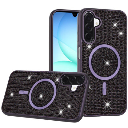 For Samsung Galaxy A17 5G Sparkly Diamond Bling Case Rhinestone Skin Hybrid with Magnetic Circle, MagSafe Compatible Case Cover