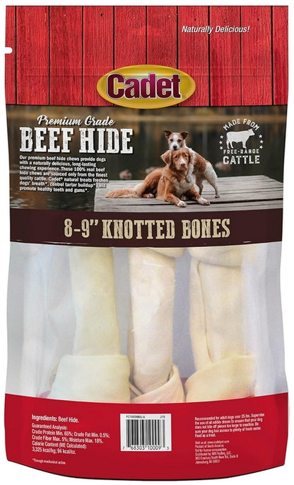 Cadet Premium Grade Beef Hide Knotted Bones 8 Inch [Dog Supplies] 3 count