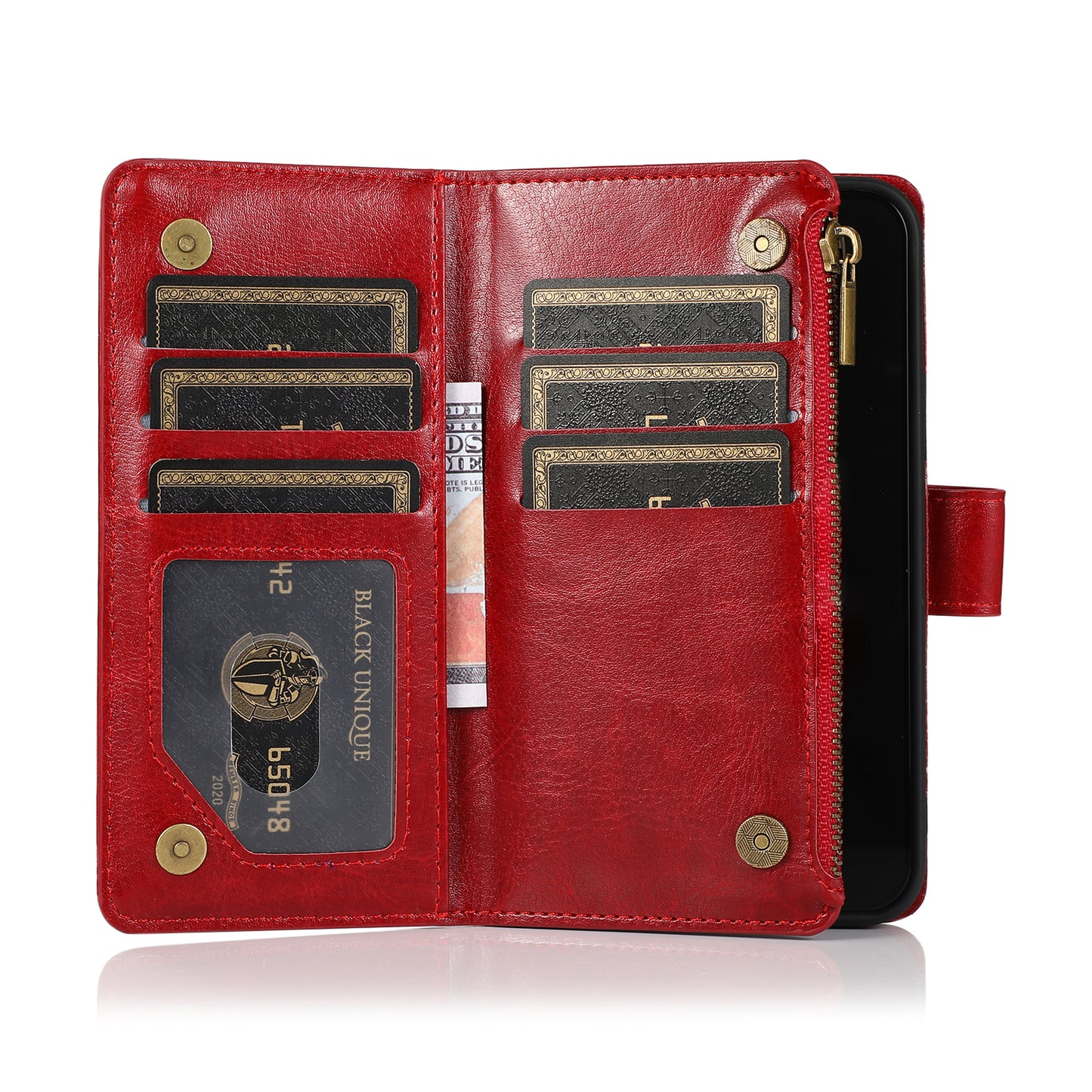 For Samsung Galaxy S26 Ultra Leather Wallet Case with Zipper, 9 Card Slots, Cash Pocket, Stand & Strap, Clutch Pouch Design Case Cover