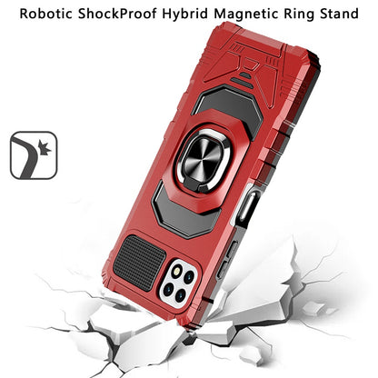 For Samsung Galaxy S25 EDGE Hybrid Dual Layer with 360° Rotate Magnetic Ring Stand Holder Kickstand TPU Rugged PC Shockproof Case Cover Red