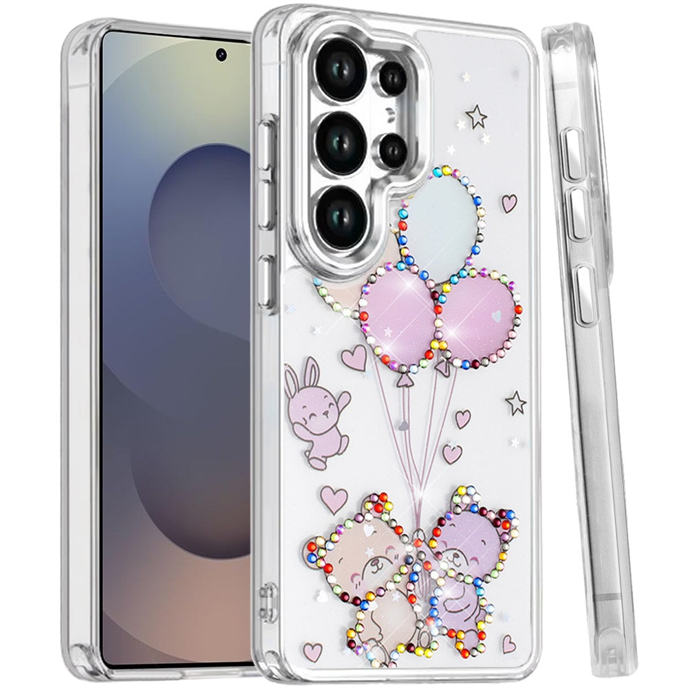 For Samsung Galaxy S25 Ultra Butterfly Resin Epoxy Diamond Design Metal Edged Hybrid Shockproof Heavy Duty Drop Protection Case Cover